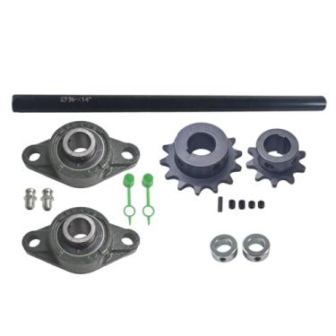 Imagem de pinkhatcat Rodas dentadas do eixo de macaco com rolamentos de bloco de travesseiro UCFL204 Go Kart Minibike Kit completo de eixo de macaco 3/10.2 cm x 35.6 cm 40/41/420 Corrente