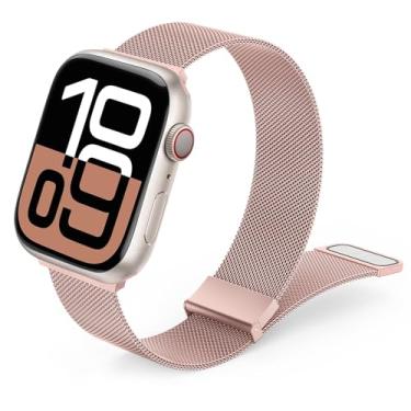 Imagem de Pulseira Magnético Compatível com Apple Watch 49mm 46mm 45mm 45mm 44mm 42mm 42mm 41mm 40mm 38mm,Bracelete Correia de Metal para iWatch Ultra,Ultra 2,SE,Series 10 9 8 7 6 5 4 3 2 1 (Rosa, 38mm/40mm/41mm/42mm(Série 10))