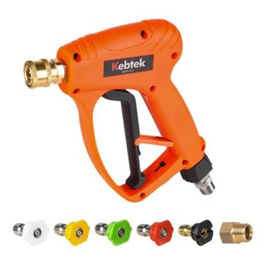 Imagem de Pistola de lavagem de pressão curta com giro de 5200 psi, pistola de lavagem elétrica compatível com canhão de espuma - Pistola de espuma de lavagem de carro - conector rápido 1/4, com pontas de bocal