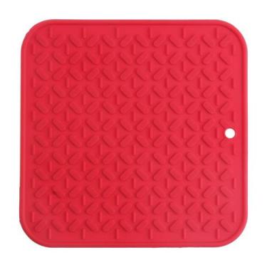 Imagem de Descanso de Panela Quadrado de Silicone 17x17cm Vermelho/unico - Homec