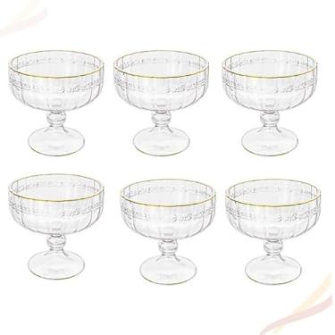 Imagem de JOGO COM 6 TACAS DE SOBREMESA CLEAR BORDA DOURAD 310ML