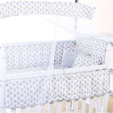 Imagem de Kit Berço Baby 8 Peças Malha 100% Algodão Antialérgico Soninho Cinza