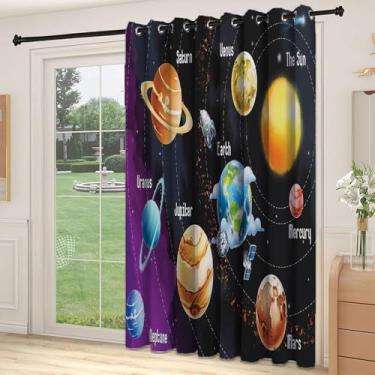 Imagem de Divisória de parede com divisória para sala do espaço sideral, sistema solar dos planetas a Via Láctea com ilustração de Netuno e Vênus Mercúrio, adequada para cortinas térmicas de sala de estar de