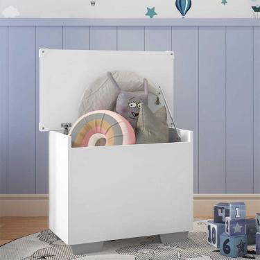 Imagem de Baú Organizador Caixa de Brinquedos Pés Quadrados Multimóveis Branco/Cinza