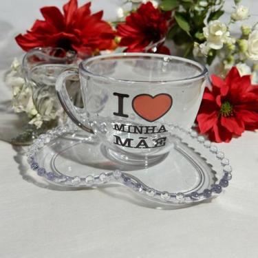 Imagem de Conjunto Amor EU AMO MINHA MÃE Com 4 Xícaras 180ml + 1 Lindo Ursinho E