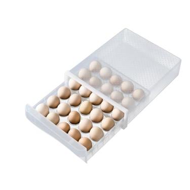 Imagem de Hershuing Suporte de ovo de 30 grades para geladeira, caixa de armazenamento de ovos frescos para geladeira, recipiente de armazenamento de ovos de galinha multicamadas (transparente)