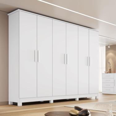 Imagem de Guarda Roupa Casal 6 Portas com Pés em MDF Nina Bianchi - Branco