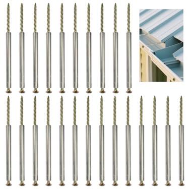 Imagem de Pacote com 24 parafusos de calha de 17 cm com anéis de metal, pregos de calha de telhado, pontas de calha duráveis, fáceis de instalar, parafusos de reparo de calha, fixadores de calha seguros para