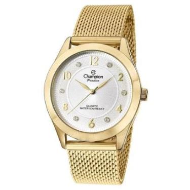 Imagem de Relógio Feminino Champion Original CN29230M Pulseira Esteira Dourada-Feminino
