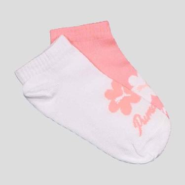 Imagem de Kit Meia Puma Sapatilha 2 Pares Infantil Rosa Branca, 25-28