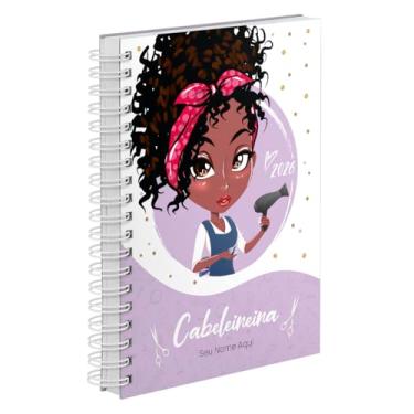 Imagem de Agenda Comercial 2026 Personalizada Capa Dura Cabeleireira Cachos Cores (Lilás)