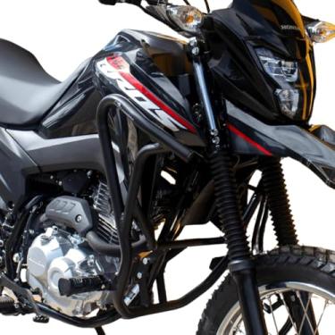 Imagem de PROTETOR DE CARENAGEM BROS 160 2025 CARENAGEM COM PEDALEIRA PRETO FOSCO MA ACESSÓRIOS