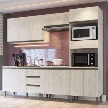 Imagem de Armário de Cozinha Hermínia 12 Portas 3 Gavetas Crema - Pnr Móveis, Be