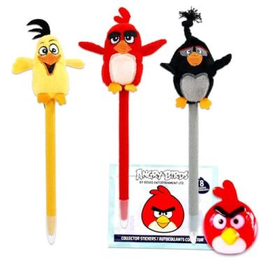 Imagem de Angry Birds Conjunto de canetas – Pacote com 3 canetas esferográficas com Topper Plus adesivos e mais suprimentos de escritório para crianças, adolescentes e adultos