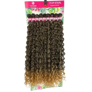 Imagem de Cabelo Cacheado Fibra Bio Humano 70cm 320g 9Telas Top Hair (T1B/27 castanho+mel)