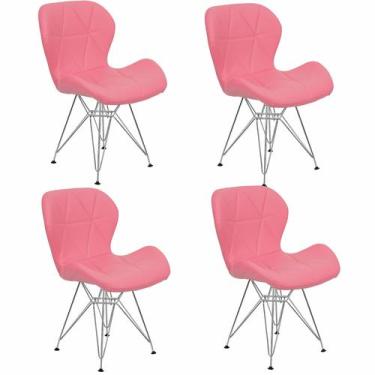 Imagem de Kit 4 Cadeiras Charles Eames Slim Eiffel Base Metal Cromado - Lianto D