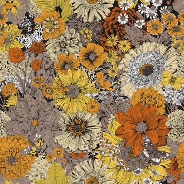 Imagem de FunStick Papel de parede floral vintage 17,5 x 354 descasque e cole marrom laranja amarelo margarida sol flor boho para banheiro mural de parede floral pré-colado papel de contato autoadesivo para