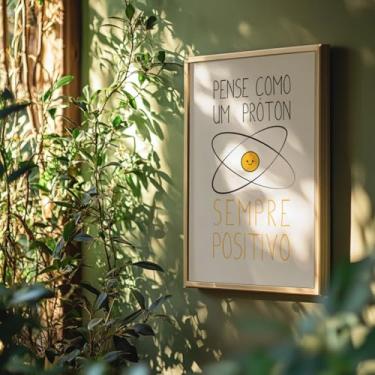 Imagem de Quadro Decorativo Pense Como Proton Com Moldura Frase Humor Ciência Positividade Decoração Geek Nerd Quarto Sala
