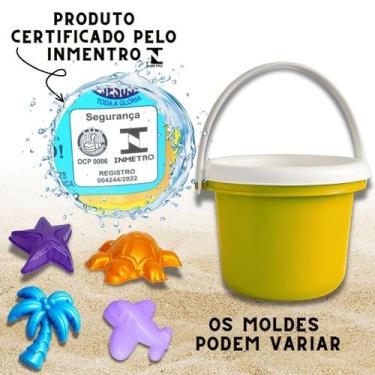 Imagem de Brinquedo Com Moldes Forminhas Baldinho de Praia Amarelo Infantil Comp