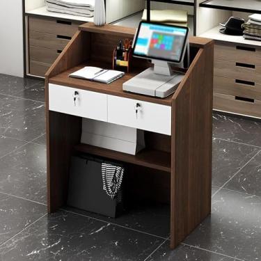 Imagem de Balcão De Check-out, Balcão De Recepção Moderno Com Balcão, Balcão De Recepção Da Recepção, Para O Lobby Dos Spas Do Salão De Beleza Do Escritório, Wood Color