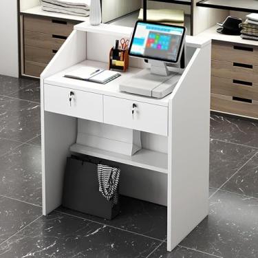Imagem de Balcão De Check-out, Balcão De Recepção Moderno Com Balcão, Balcão De Recepção Da Recepção, Para O Lobby Dos Spas Do Salão De Beleza Do Escritório, White