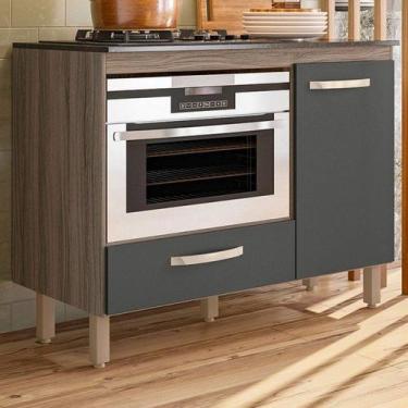 Imagem de Balcao nicioli para cooktop fit carvalho nature/chumbo