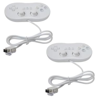 Imagem de SUNJCO 2x White Wired Classic Controller Fit for Nintendo Wii/Wii U Remote, Equipped with 8 Responsive Buttons, 1 Sensitive Directional Pad and 2 Quick-acting Analog Joysticks