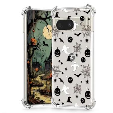 Imagem de BEIMEITU Capa para Google Pixel 8A Halloween Caveira de Abóbora, Design Bonito Mulheres Meninas À Prova de Choque Macia Fina Capa Transparente para Google Pixel 8A