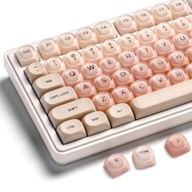 Imagem de OHY Teclas PBT, perfil HOA XVX Pink Jelly Foundation, teclas personalizadas fofas de 132 teclas (para teclados mecânicos com interruptores Cherry/Gateron MX) - Rosa claro