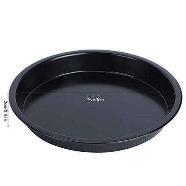 Imagem de aqxreight Pizza Pan Não Bastão Bolo Redondo Pão Pão de Aço Carbono Assadeira de Bandeja de Bandeja de Cozinha Não Pode Lavadora de Louça Fácil Pode Pizzaria Panpizza Assadeira (8 polegadas)