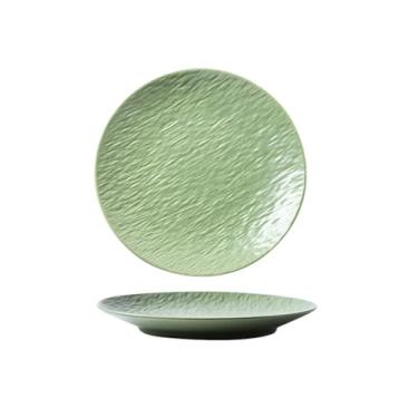 Imagem de Estilo japonês doméstico simples retro forno troca bife prato raso restaurante hotel placa cerâmica -8 polegadas cera verde claro