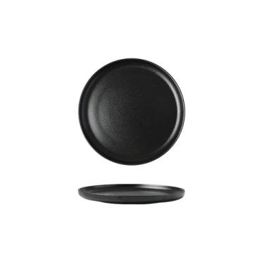 Imagem de Prato de bife preto japonês fosco criativo lanche comercial prato de sushi fosco - prato redondo de 25 cm