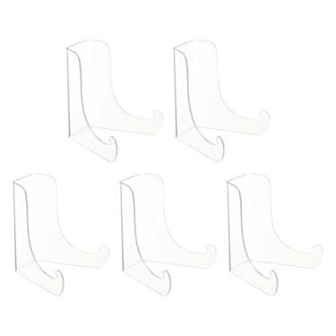 Imagem de PATIKIL Suporte de exibição de placa de acrílico de 15 cm, pacote com 5 suportes de quadro de cavalete grande transparente para quadros de exibição de porta-cartões CD Book Challenge Coin (tripé