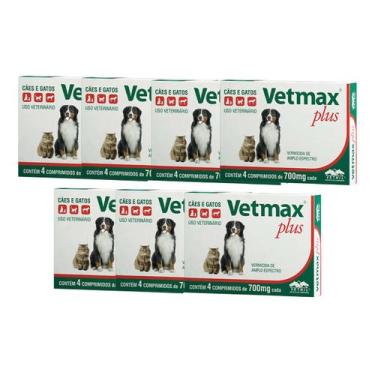 Imagem de Vetmax Plus 700mg Vetnil 4 comp. Cães e Gatos Kit com 7