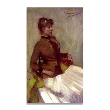 Imagem de A French Girl John Lavery Iconic Realist Portrait & War Scene Canvas Art – Decoração de parede irlandesa atemporal para casa 30 x 54 cm Un Framed