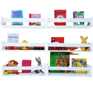 Imagem de Kit De Nichos Prateleira Infantis Para Livros Mdf 6Pçs 40Cm - Arte Ced