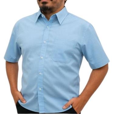 Imagem de Camisa Social Unioffice Trabalho Casual Manga Curta Azul - Fardas Unif