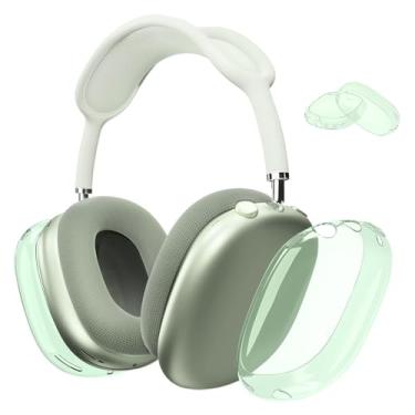 Imagem de MOLOPPO Capa para fones de ouvido AirPods Max, película de TPU transparente e macia, antiarranhões, acessórios transparentes, capa ultra protetora para Apple para AirPods Max, verde claro