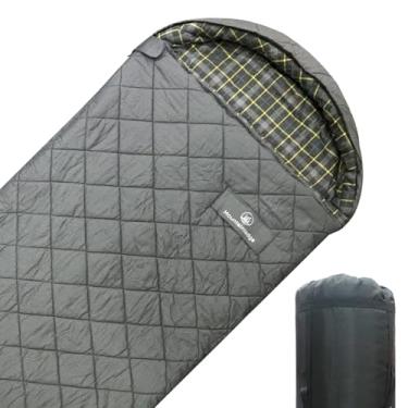 Imagem de Mountainlodge Saco de dormir 100% algodão e forro para clima frio adulto com bolsa de compressão e bolsa de transporte para acampamento, viagem e acampamento de carro (cinza cinza com mão direita)