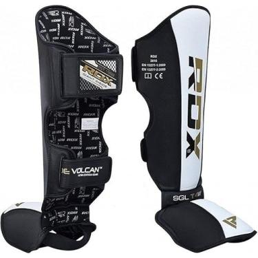 Imagem de Protetores de canela RDX para treinamento de luta e kickboxing MMA | Protetor de perna de couro de vaca Muay Thai | Ótimo protetor de almofadas para artes marciais, Sparring, BJJ, Karate, Preto, Large