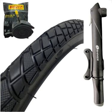 Imagem de  Pneu Bicicleta Shiver praieiro Aro 26 X 2.125 Monark tropical Camara Pirelli Bico grosso Mini Bomba