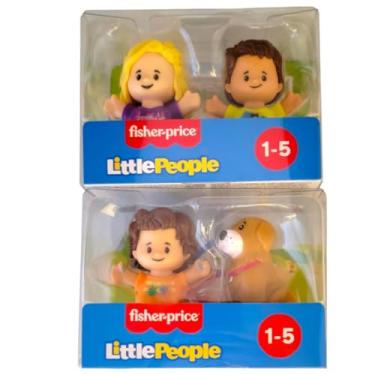 Imagem de Fisher-Price Pacote De Bonecos Little People Toddler Toys Com 2 Personagens Cada, Incluindo Um Cachorro (4 Bonecos No Total)