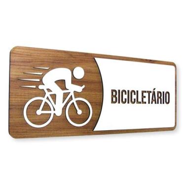 Imagem de Placa De Sinalização  Bicicletário - MDF 30x13cm - Victare