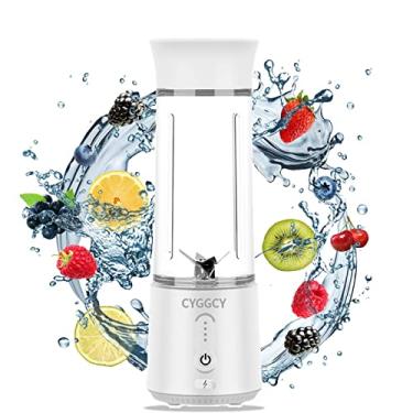 Imagem de Liquidificador portátil, liquidificador pessoal para shakes e smoothies, mini liquidificador de 500 ml, copo de suco com 6 lâminas e recarregável por USB de 4000 mAh, cozinha, casa, viagem, livre de