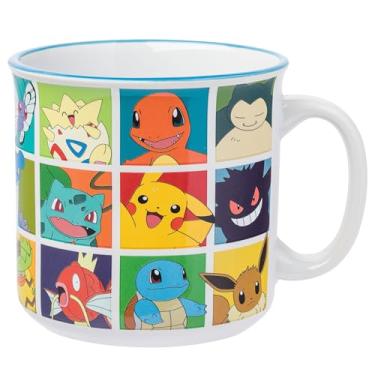 Imagem de Silver Buffalo Caneca de cerâmica para campista Pokemon Character Grid, 590 ml