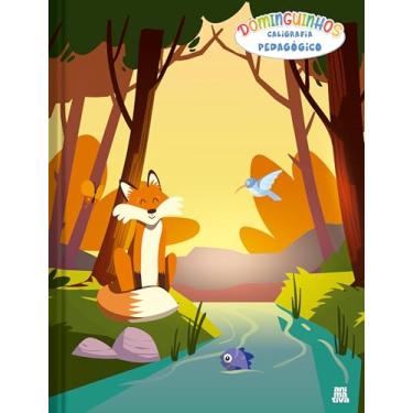 Imagem de Caderno para Caligrafia Animativa, Capa Dura, Brochura 1/4, Dominguinhos, Pauta Verde, Costurado, 40 Folhas, Pacote com 5