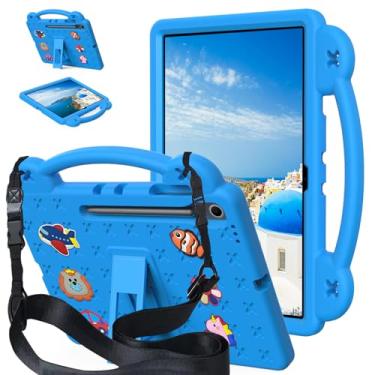 Imagem de Kwamaz Capa infantil para tablet Samsung Galaxy Tab S10 FE Plus de 13 polegadas, EVA Kids à prova de choque de 33,1 polegadas com alça de suporte (azul)