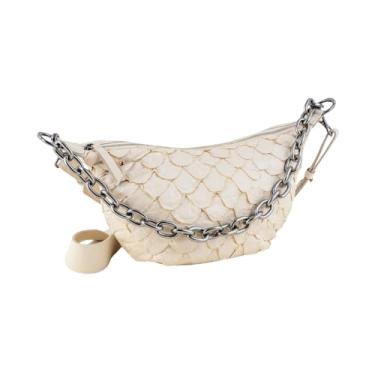 Imagem de Bolsa Mila em Couro Legítimo de Pirarucu Sustentável, Tamanho Único - Marca Sool (Off WHite)