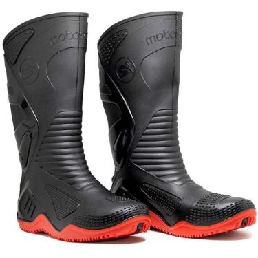Imagem de Bota  Pvc Cano Alto Impermeavel Vermelho Com Forro Motosafe