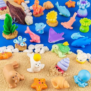 Imagem de Kaiyuan Dynasty Miniatura de animais marinhos de resina de animais marinhos, 36 peças, miniaturas de animais marinhos para aquário em vaso de peixes, micro paisagens, decorações de aquário